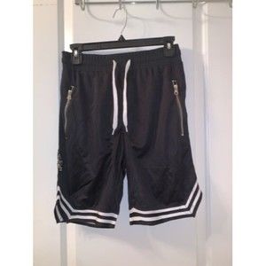 Men’s Size Large Black & White Athletic Shorts Workout Gym Basketball Slim Fit